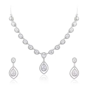 21 Nicole Jewellery Rhodium Plated Cubic Zirconia Necklace Set  - NL269