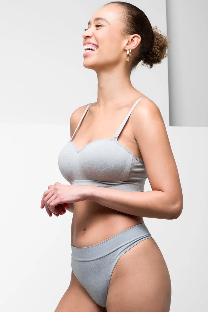 3 Pack Seam-Free Thong Panties Black, Grey, White