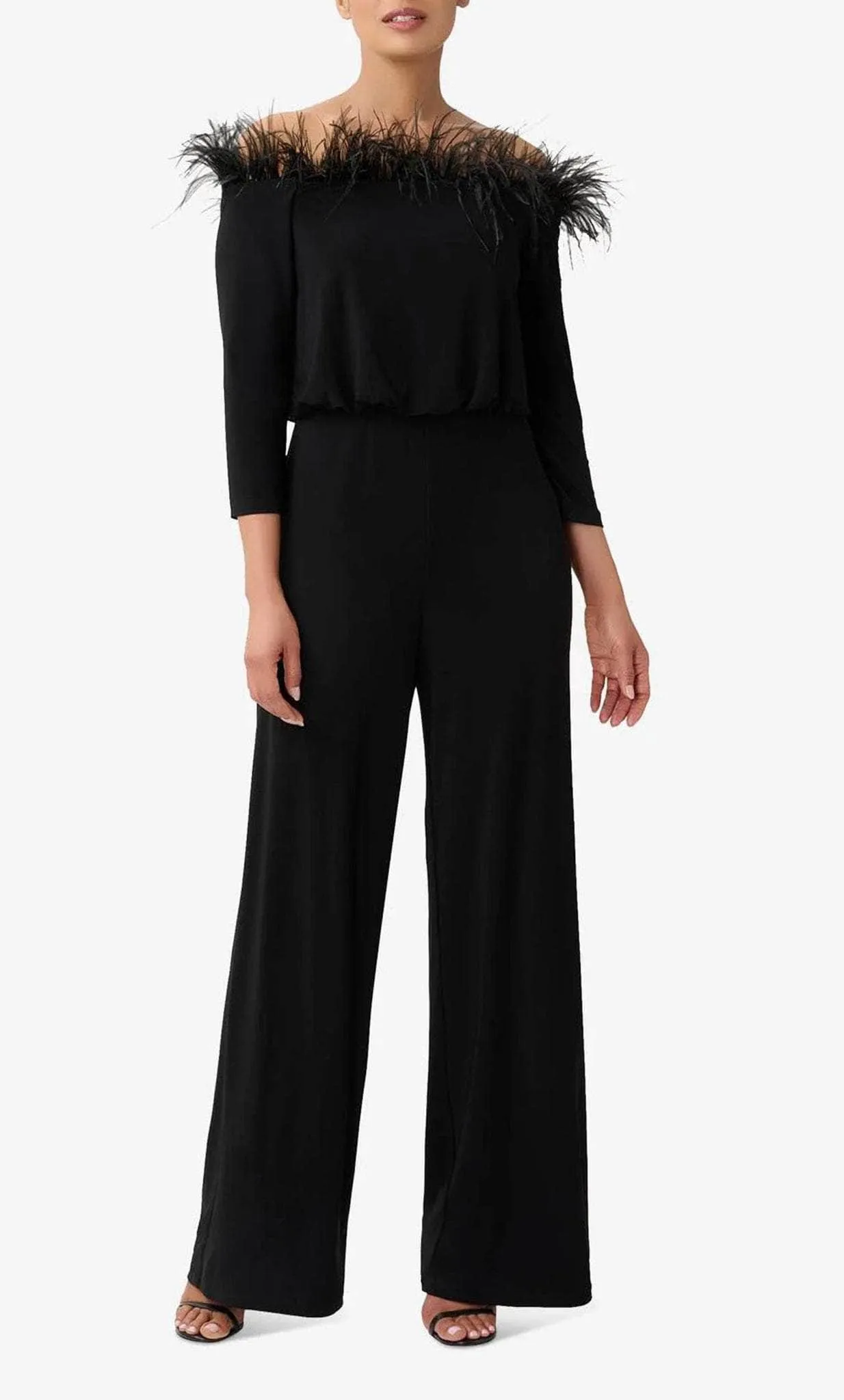 Adrianna Papell AP1E210212 - Feather Trimmed Jumpsuit