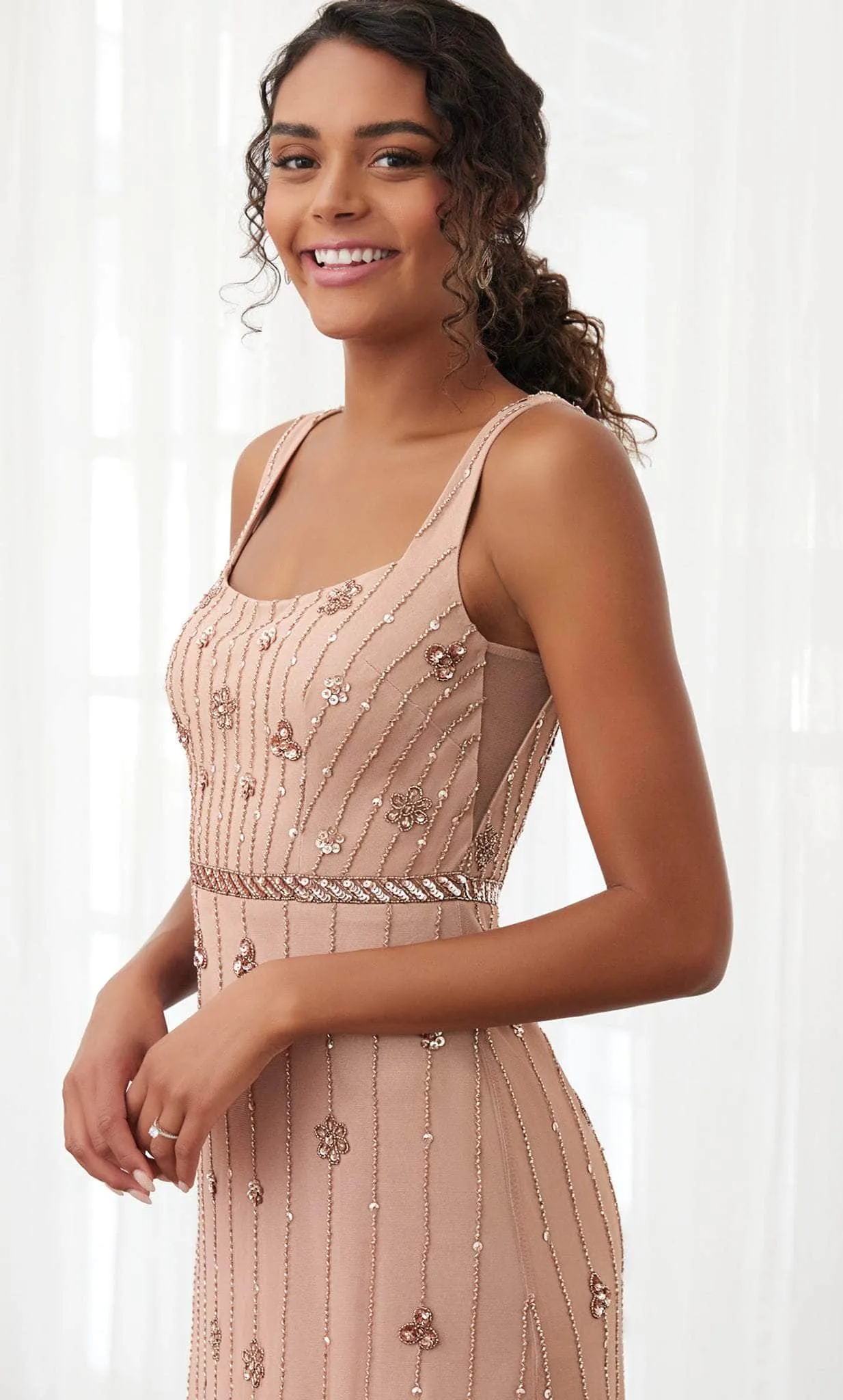 Adrianna Papell Platinum 40394 - Embellished Square Neck Gown