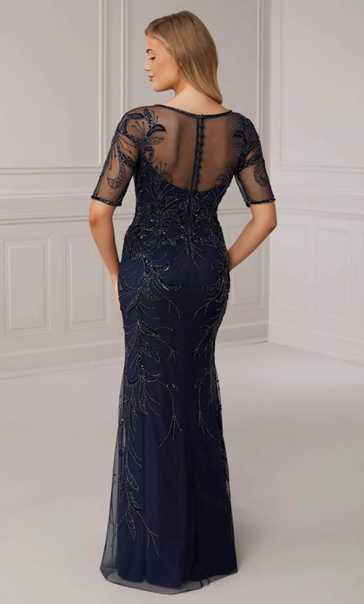 Adrianna Papell Platinum 40421 - Illusion Beaded Sheath Gown