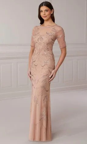 Adrianna Papell Platinum 40421 - Illusion Beaded Sheath Gown