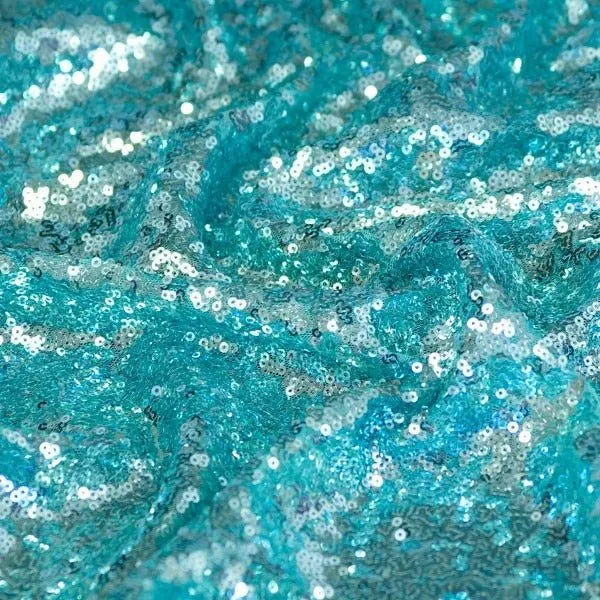 All Over Aqua Mesh Glitz Mini Sequins Fabric