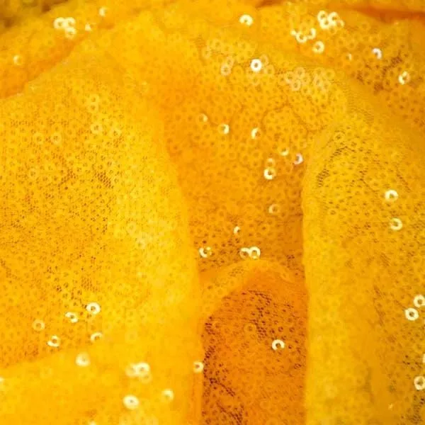 All Over Canary Yellow Mesh Glitz Mini Sequins Fabric