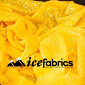 All Over Canary Yellow Mesh Glitz Mini Sequins Fabric