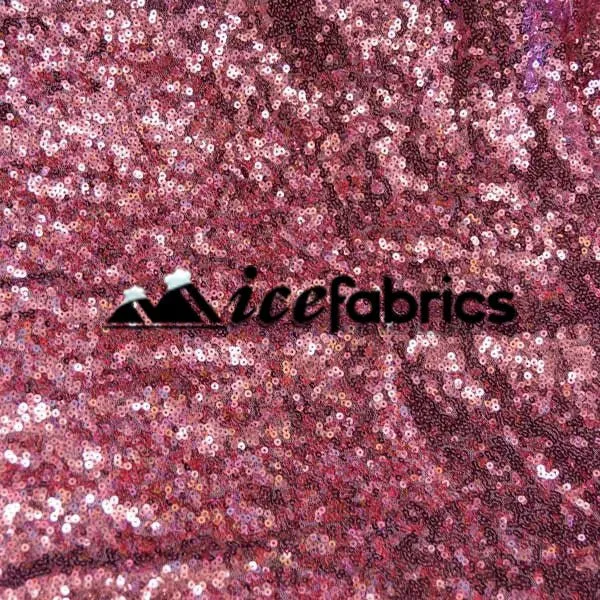 All Over Dusty Rose Mesh Glitz Mini Sequins Fabric