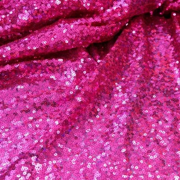 All Over Fuchsia Mesh Glitz Mini Sequins Fabric