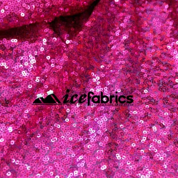 All Over Fuchsia Mesh Glitz Mini Sequins Fabric