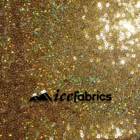 All Over Gold Holographic Mesh Glitz Mini Sequins Fabric