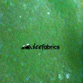 All Over Lime Green Mesh Glitz Mini Sequins Fabric