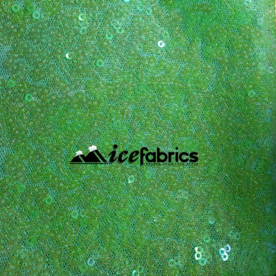 All Over Lime Green Mesh Glitz Mini Sequins Fabric