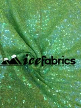 All Over Lime Iridescent Mesh Glitz Mini Sequins Fabric