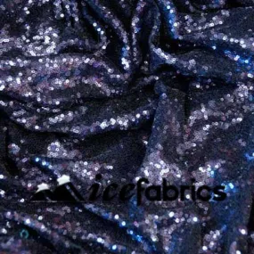 All Over Navy Blue Mesh Glitz Mini Sequins Fabric