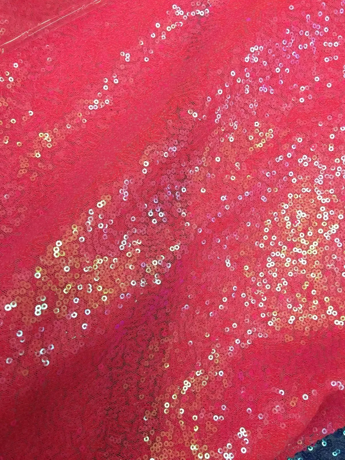 All Over Pink Iridescent Mesh Glitz Mini Sequins Fabric