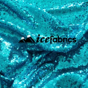 All Over Turquoise Green Mesh Glitz Mini Sequins Fabric