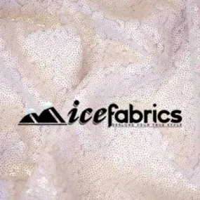 All Over White Mesh Glitz Mini Sequins Fabric
