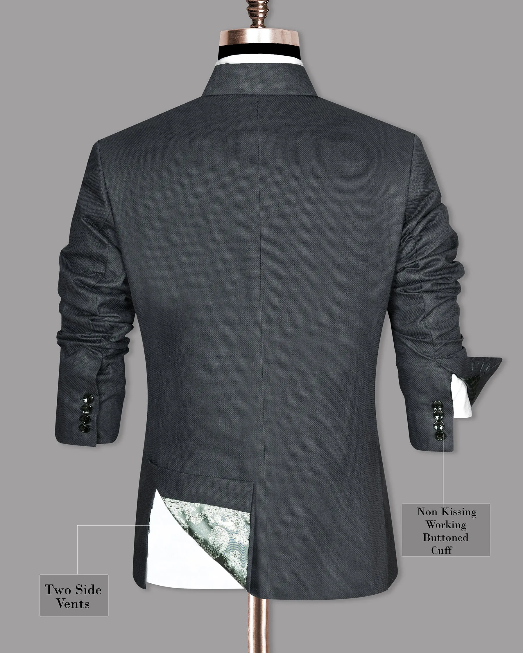 Anchor Grey Textured Premium Cotton Double Breasted Suit