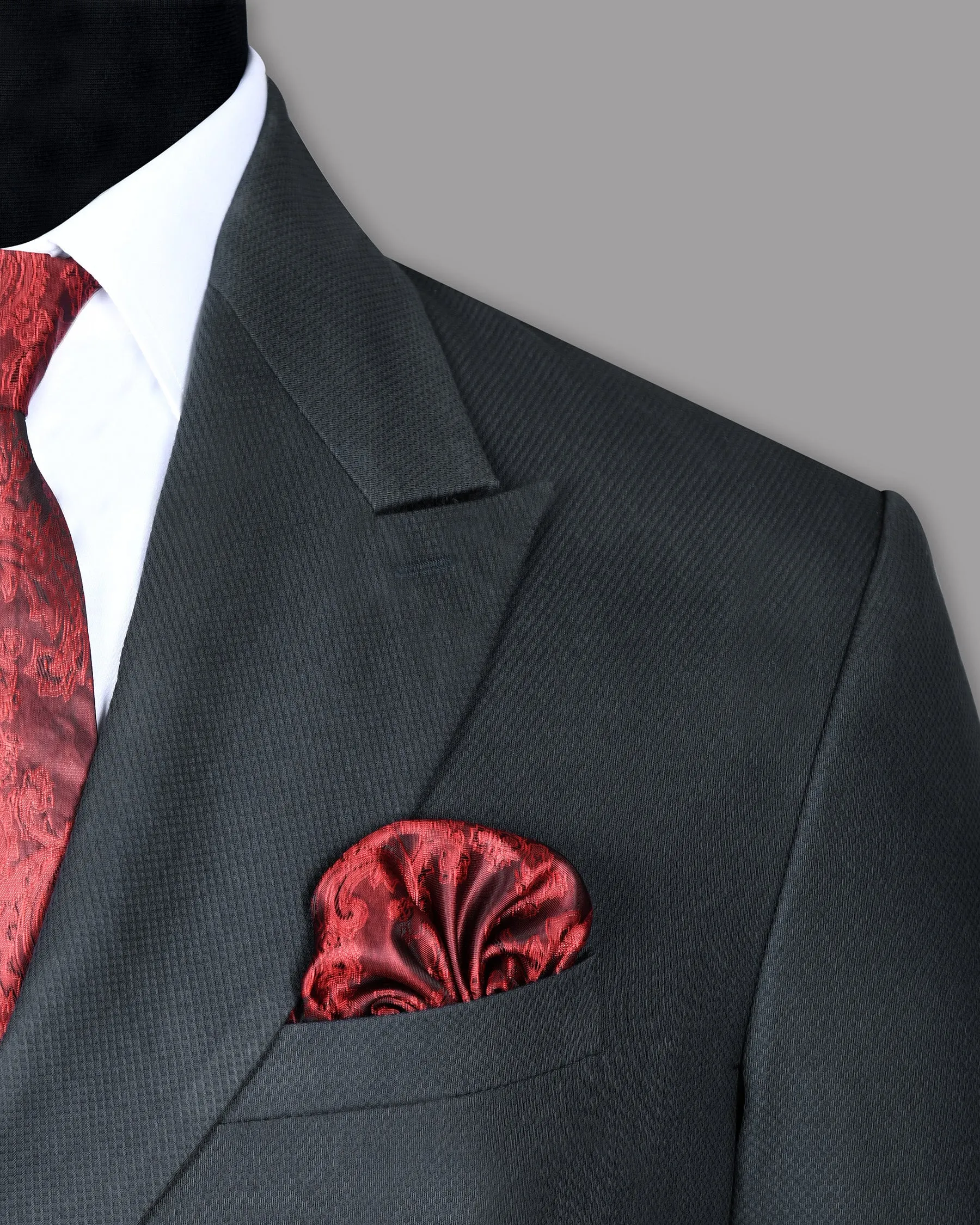 Anchor Grey Textured Premium Cotton Double Breasted Suit