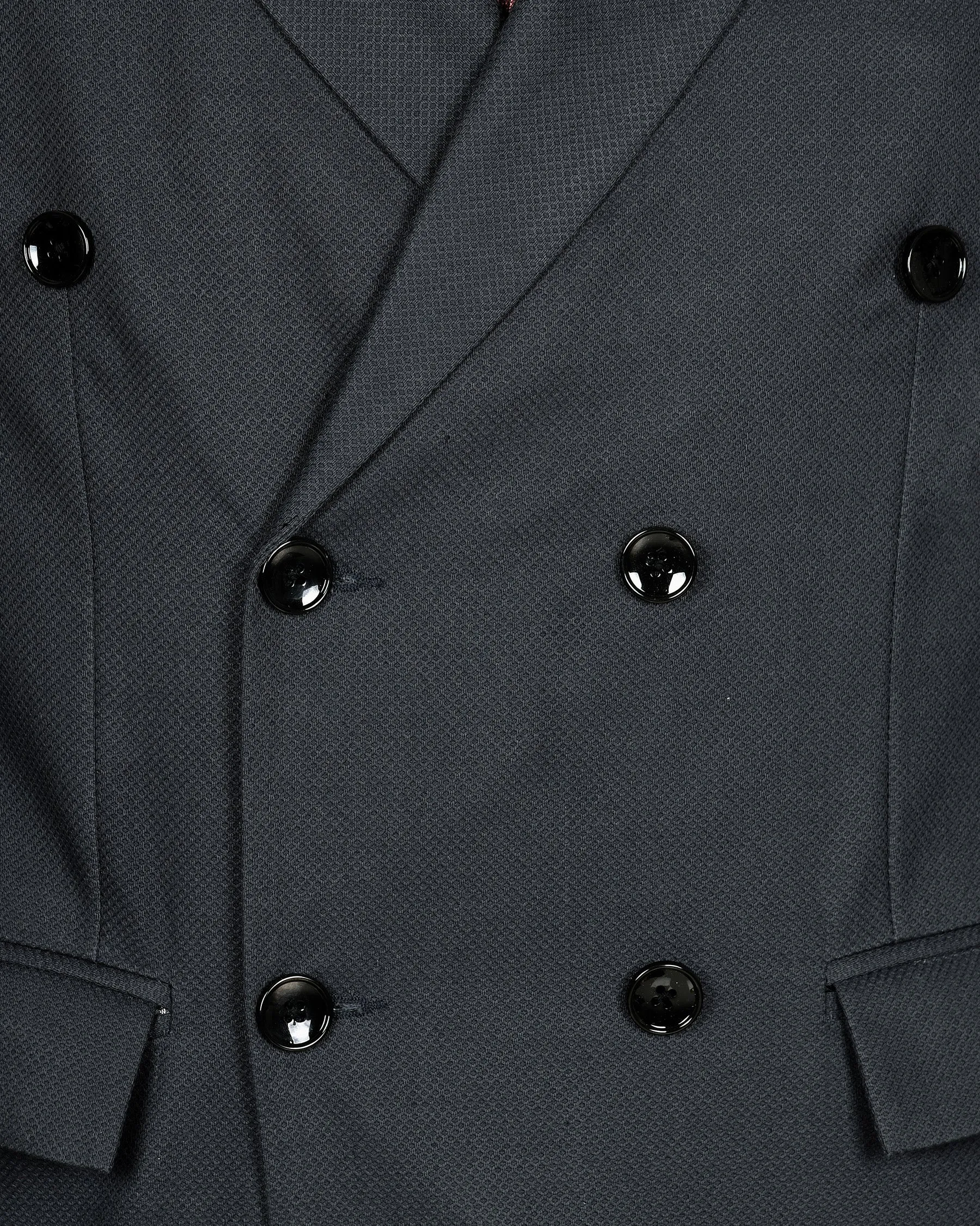 Anchor Grey Textured Premium Cotton Double Breasted Suit