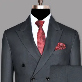 Anchor Grey Textured Premium Cotton Double Breasted Suit