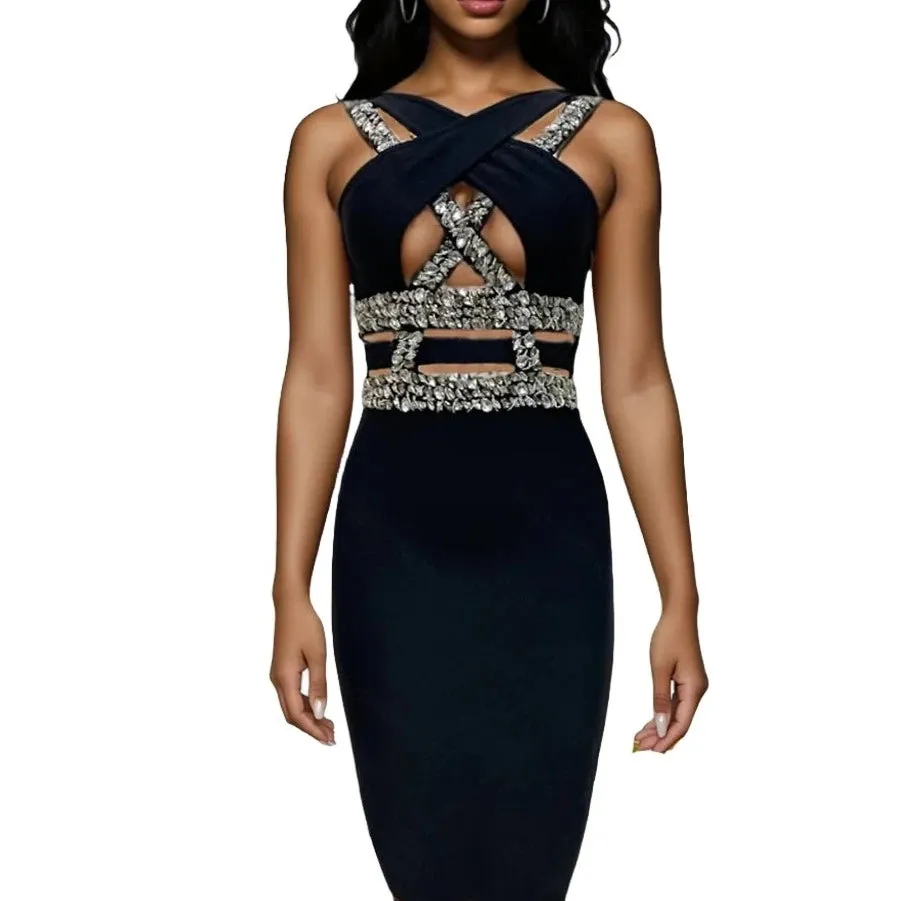 Beaded Crystal Bandage Dress