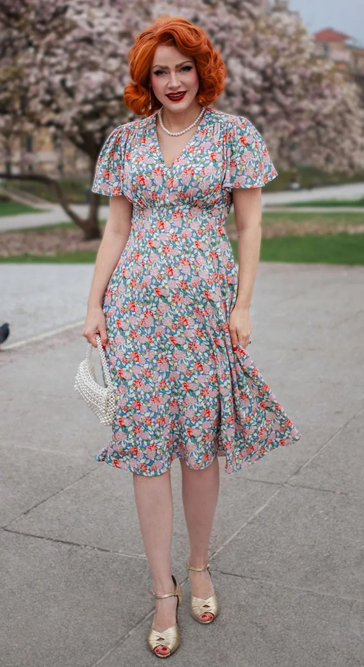 Betty Tea Dress in Pink Hydrangea