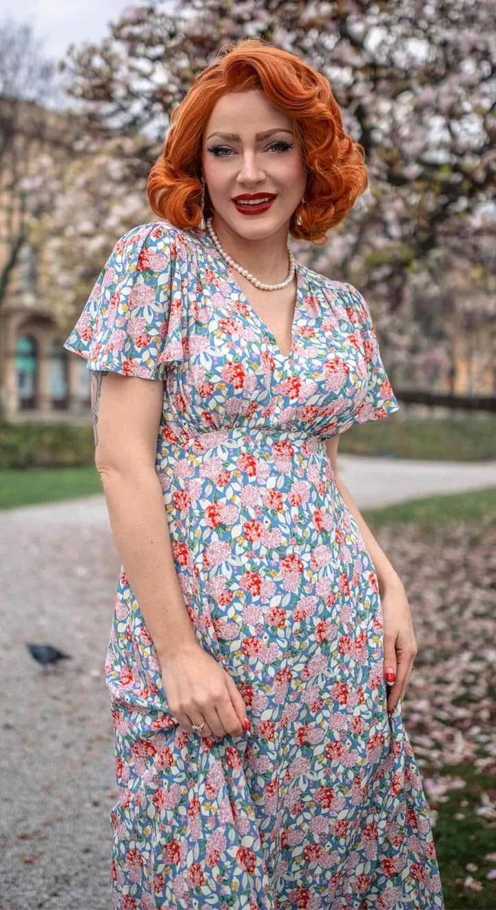 Betty Tea Dress in Pink Hydrangea