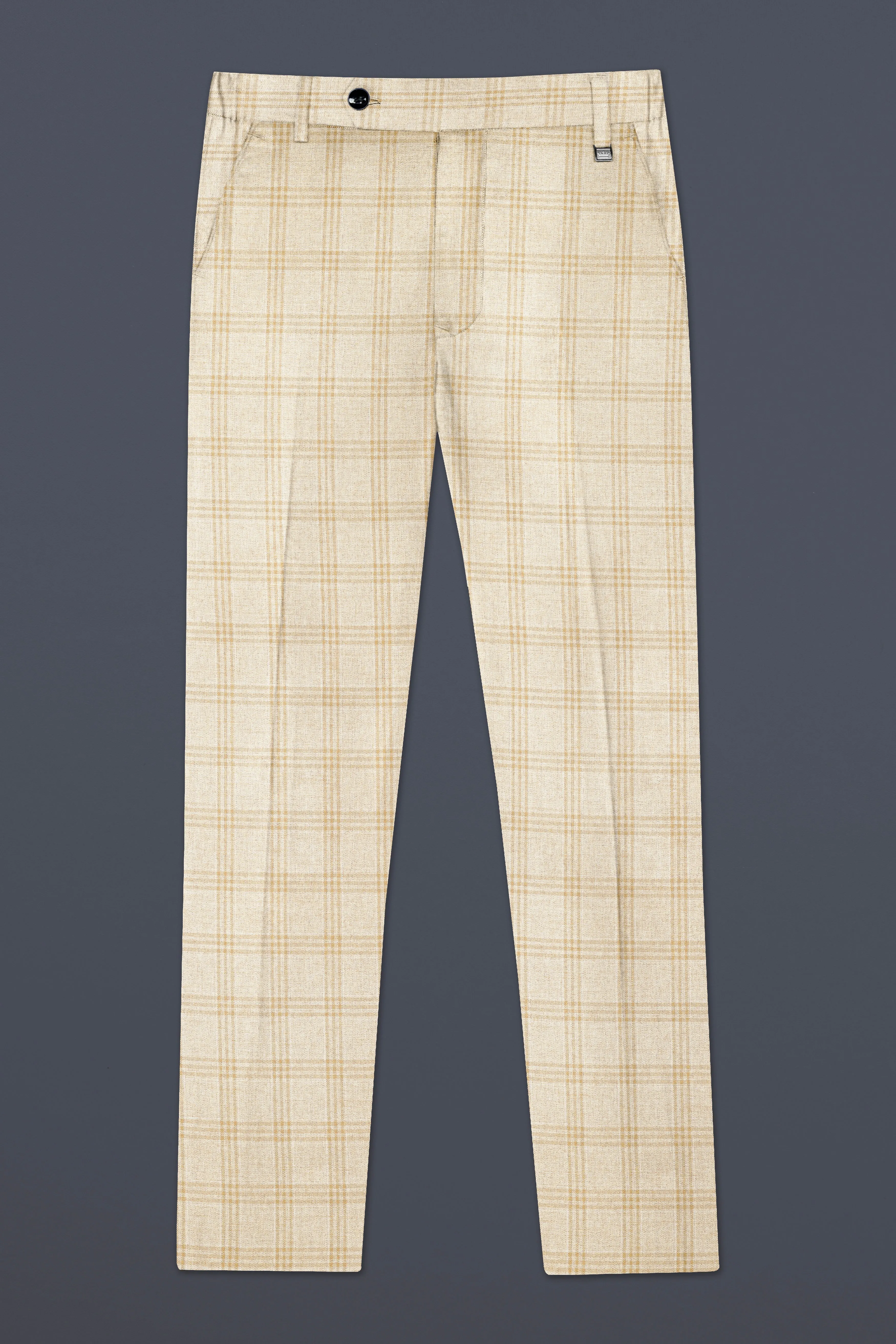 Bizarre Cream Windowpane Cross Placket Bandhgala Suit