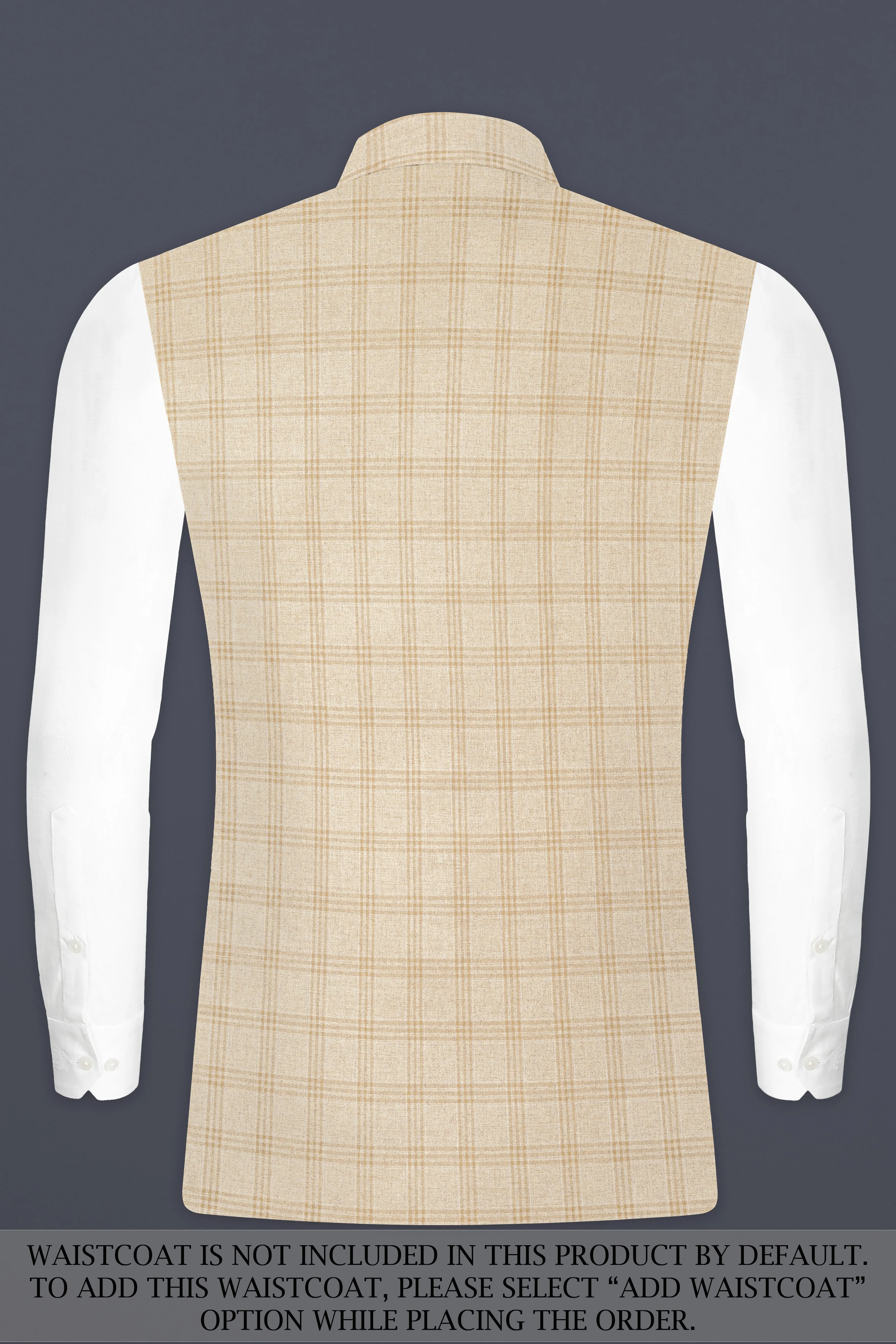 Bizarre Cream Windowpane Cross Placket Bandhgala Suit