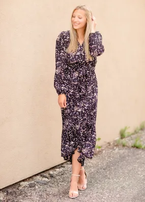 Black Cinched Waist Long Sleeve Dress - FINAL SALE