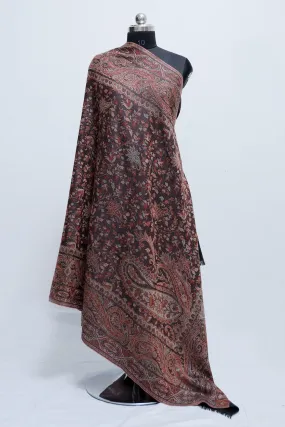 Black Colour Jamawar Shawl With Highly Defined Borders And All Over Motifs Look Elegant.