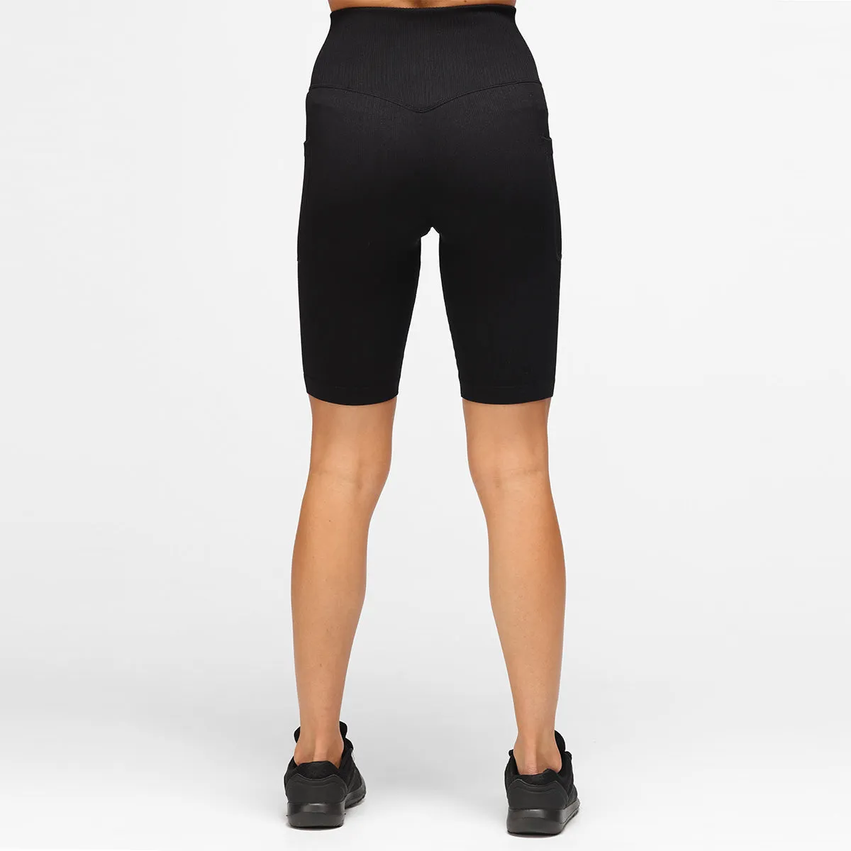 Black Ribbed Seamless Shorts