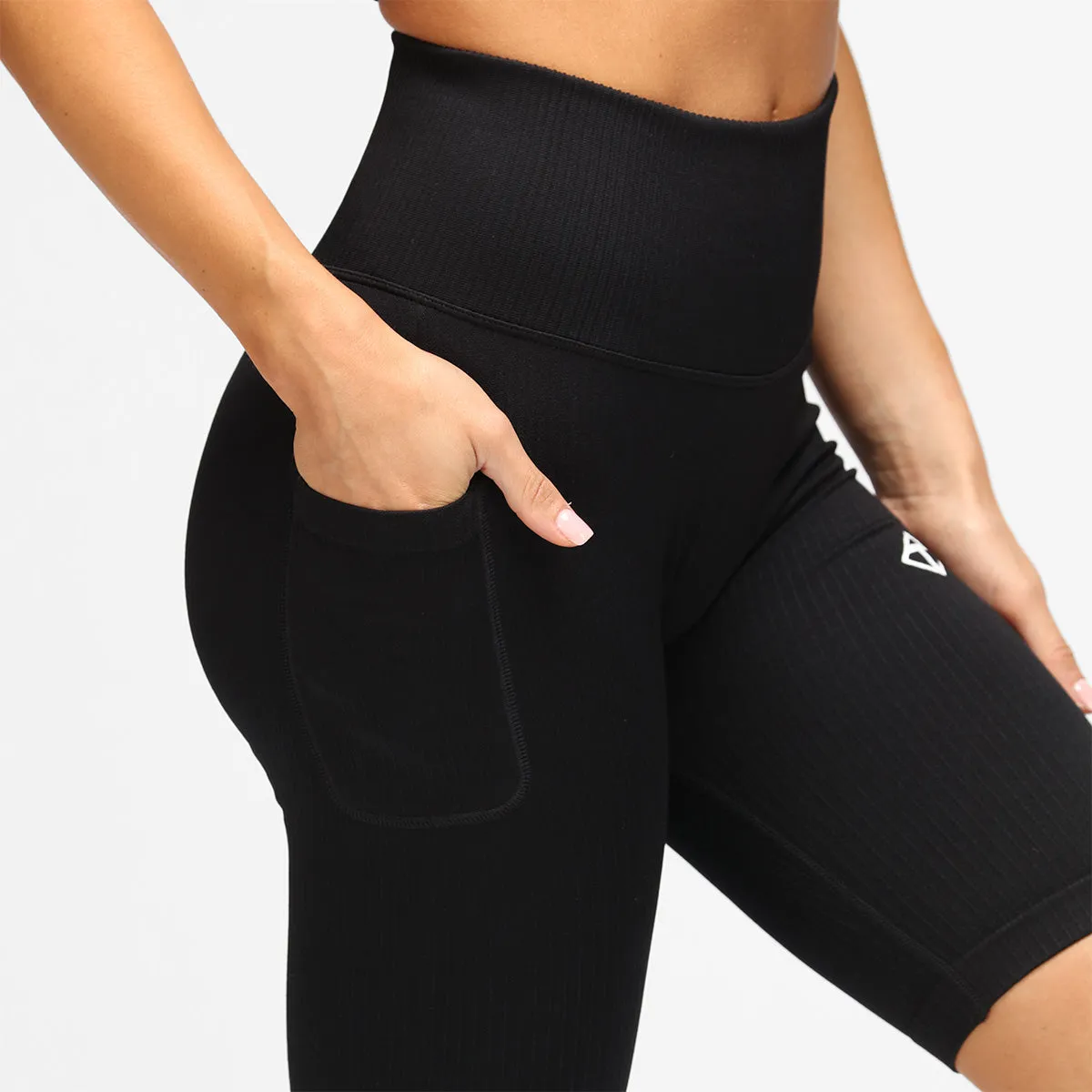 Black Ribbed Seamless Shorts