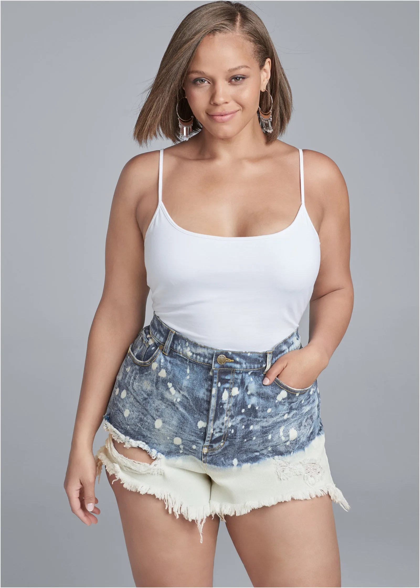 Bleached Jean Shorts - Denim Blue