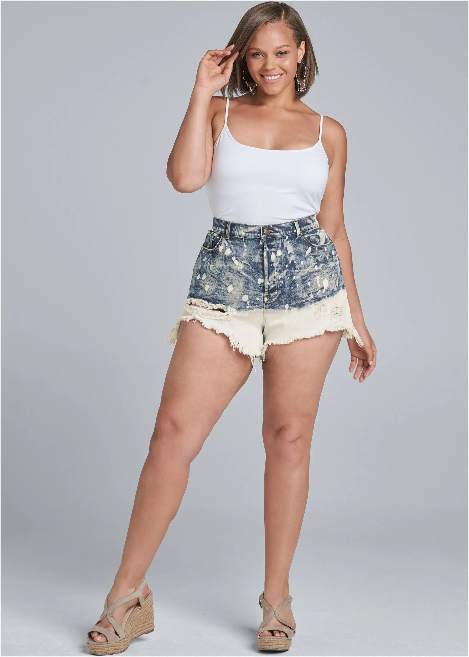 Bleached Jean Shorts - Denim Blue