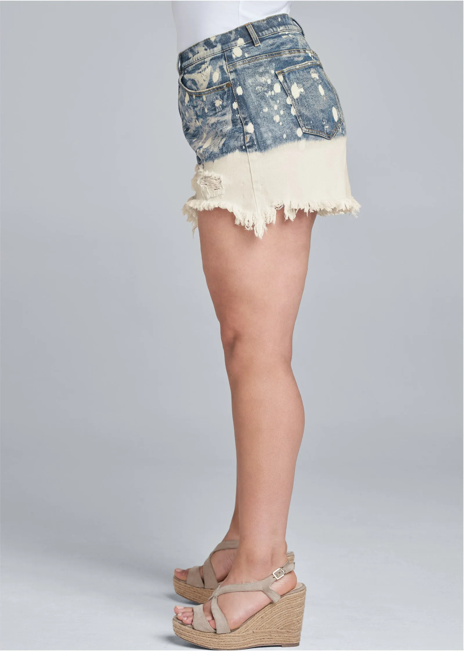 Bleached Jean Shorts - Denim Blue