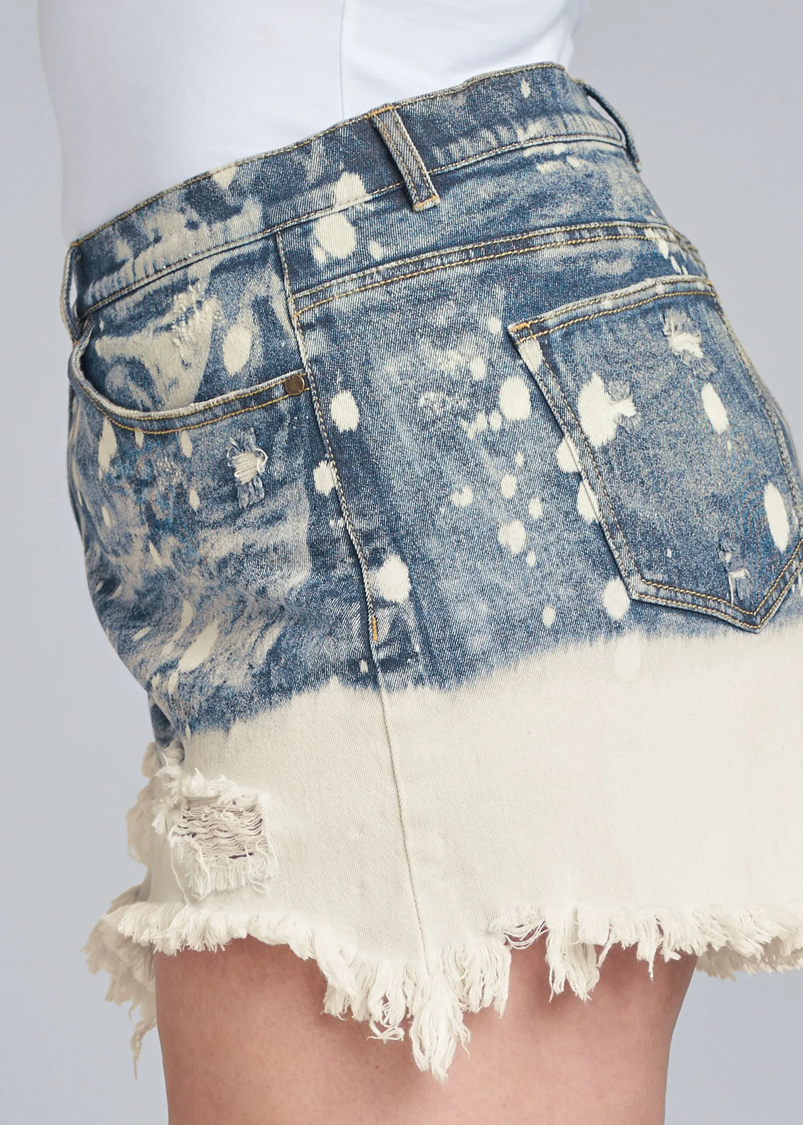 Bleached Jean Shorts - Denim Blue
