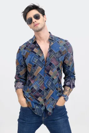 Block Patch Blue Shirt