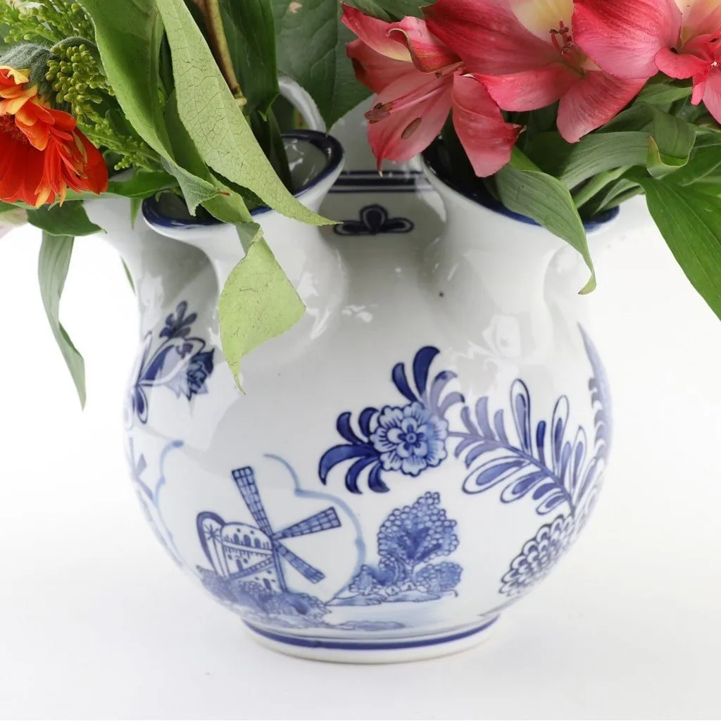 Blue and White 9" Porcelain Flower Vase