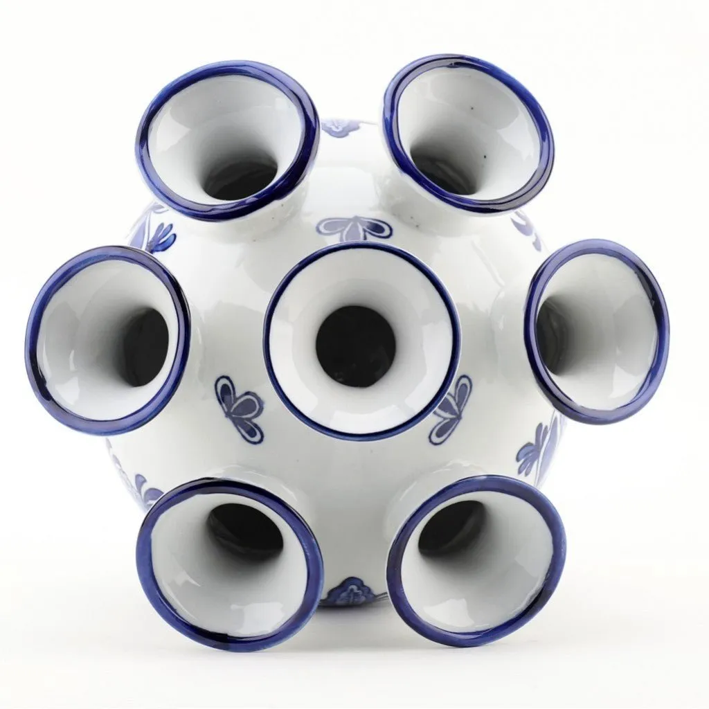 Blue and White 9" Porcelain Flower Vase