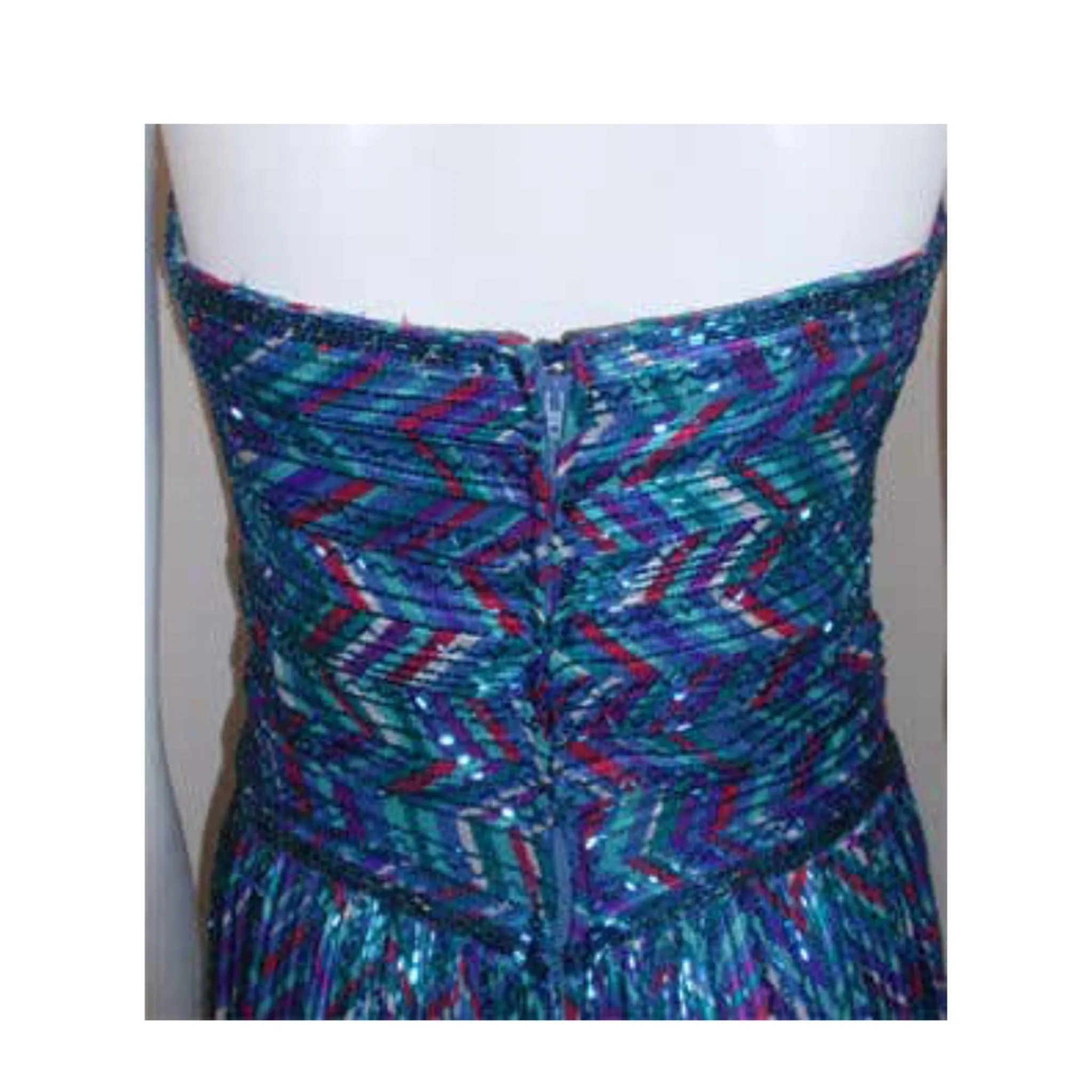BOB MACKIE  Circa 1980s Strapless Beaded Gown