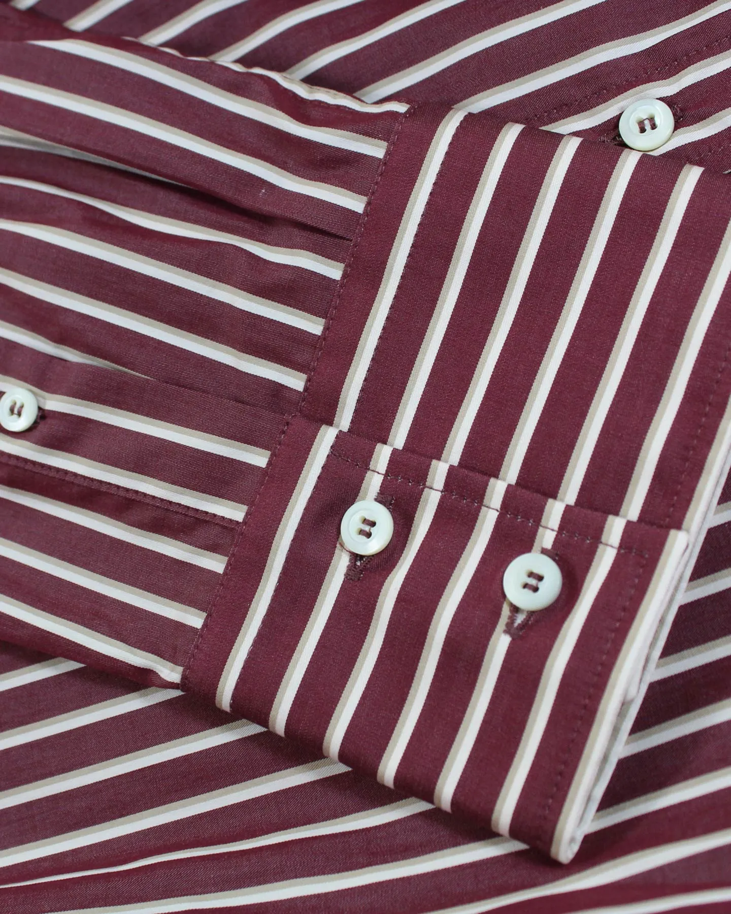 Brunello Cucinelli Shirt Maroon Stripes XXL Spread Collar