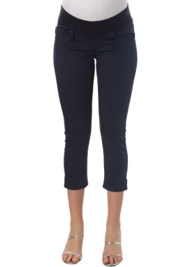 Capri Cotton Maternity Pants - Blue