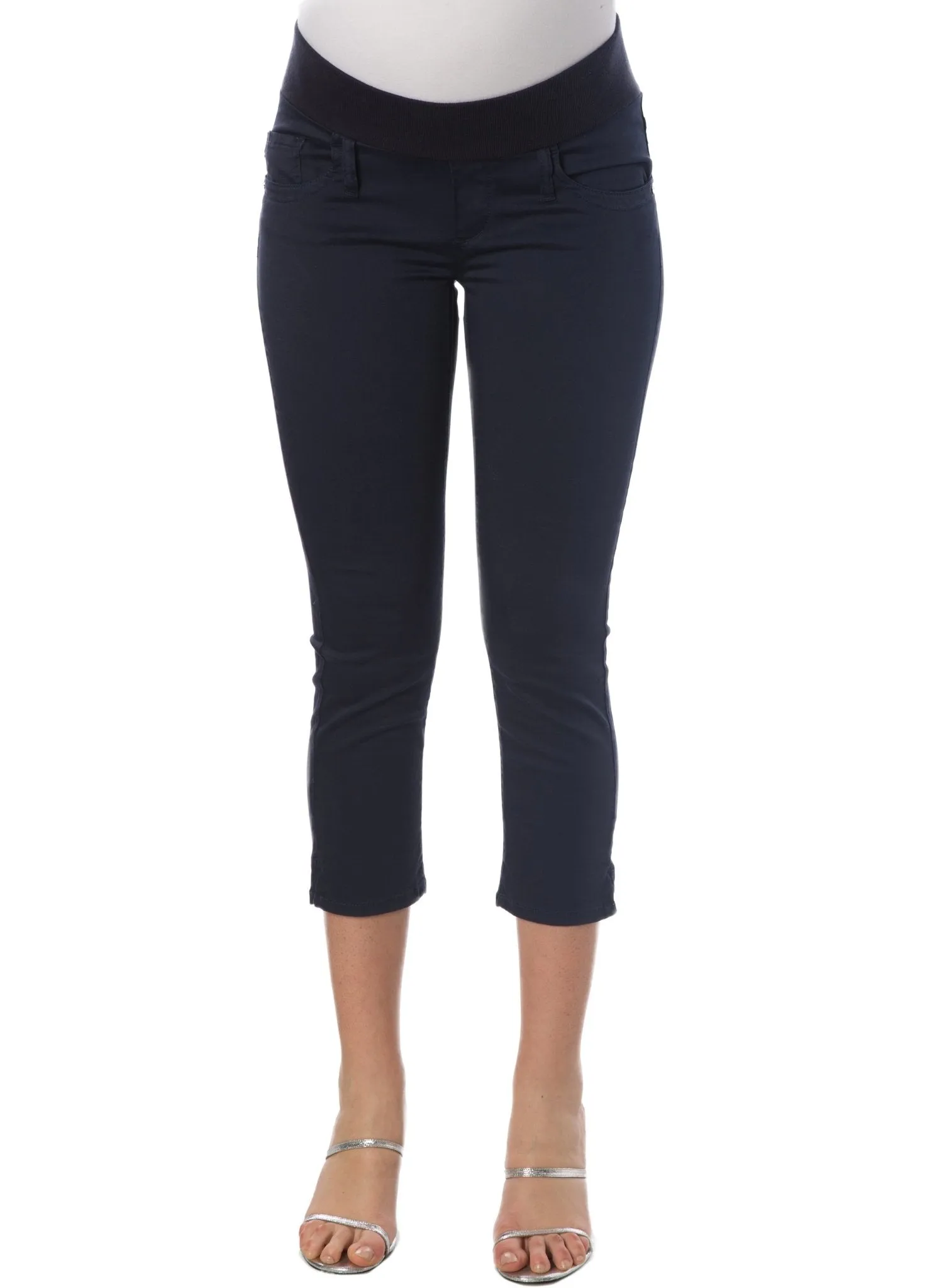 Capri Cotton Maternity Pants - Blue