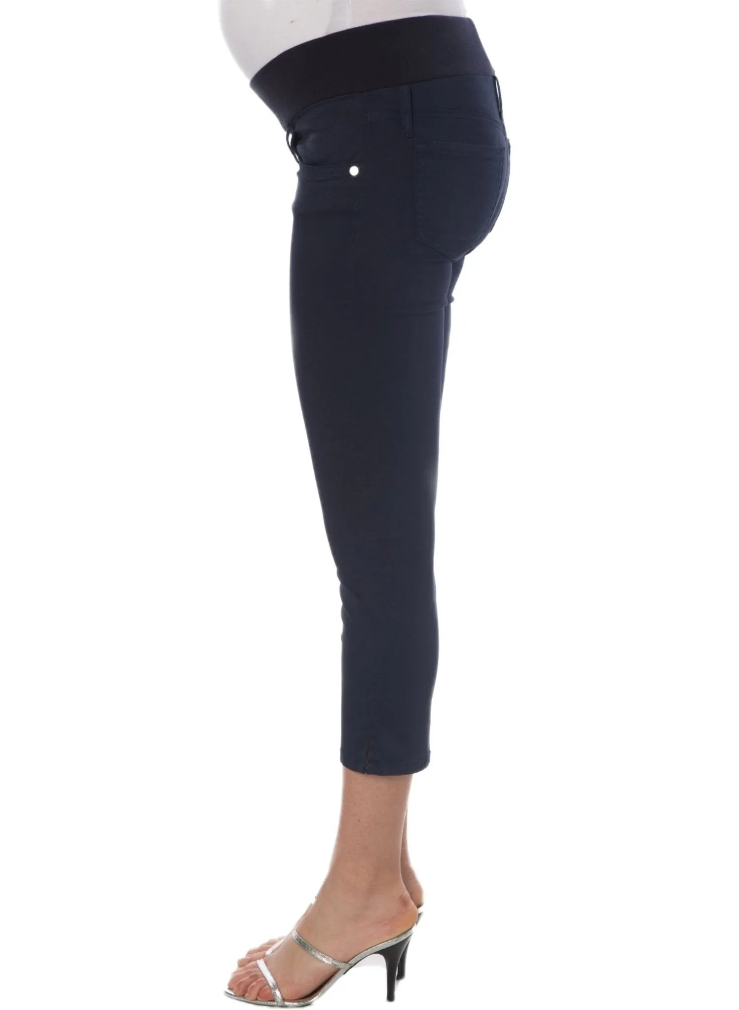 Capri Cotton Maternity Pants - Blue