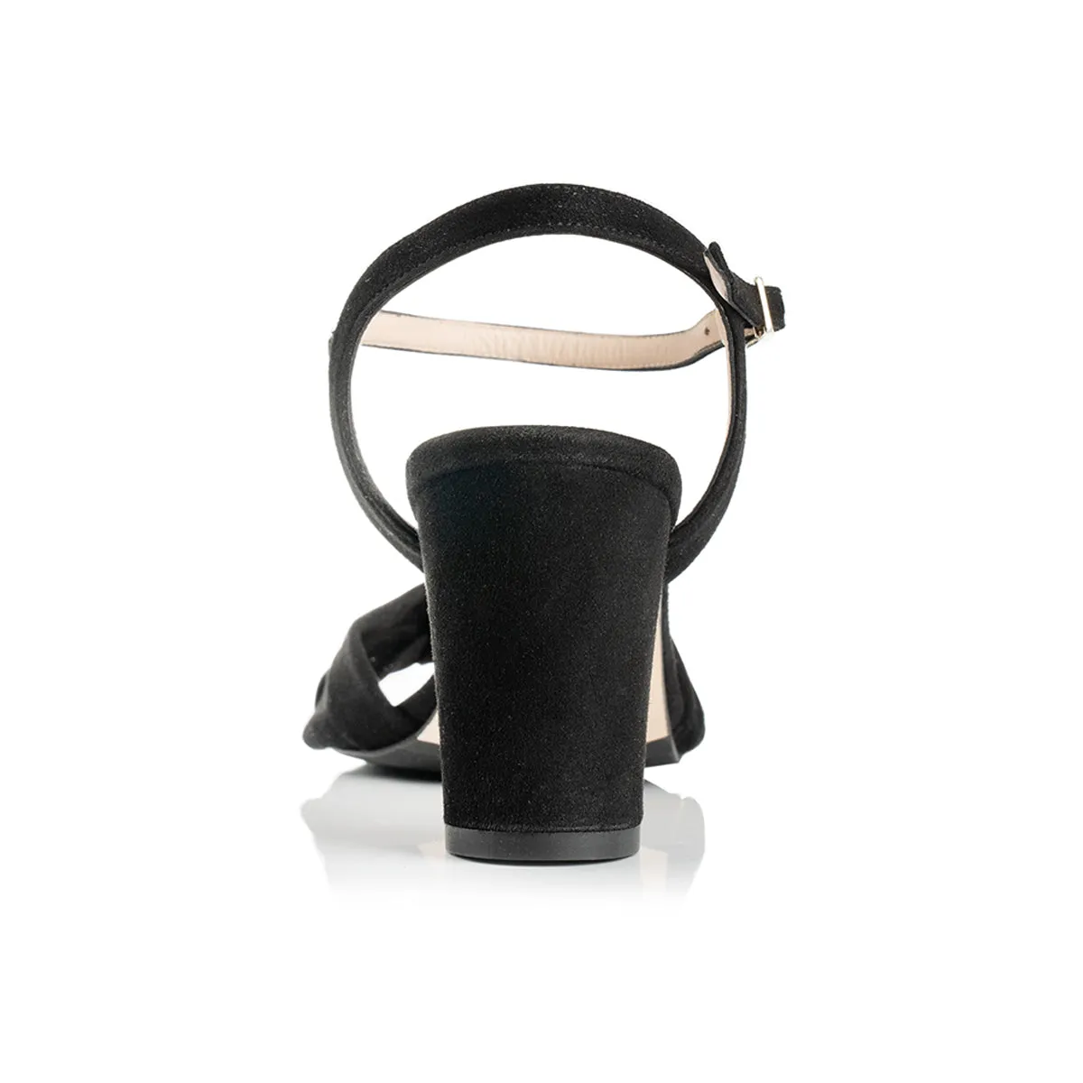 Carrie - Wide Fit Block Heel Sandal - Black Suede