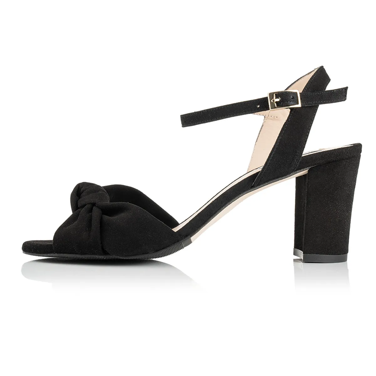Carrie - Wide Fit Block Heel Sandal - Black Suede