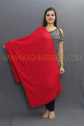 Carrot Color Knitting Stole Enriched With New Stylish Pattern.