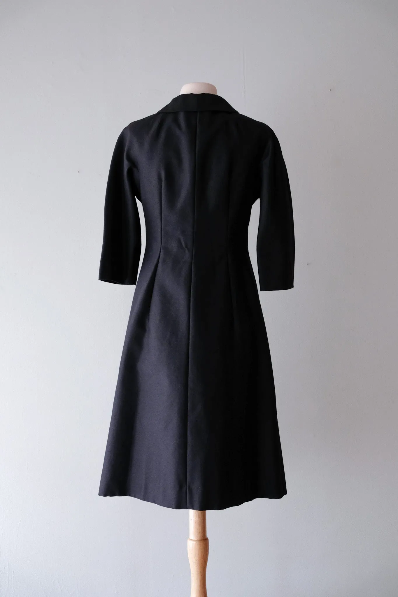 Chic 1960's Black Silk Evening Coat Dress From Nicholas Ungar / Sz M