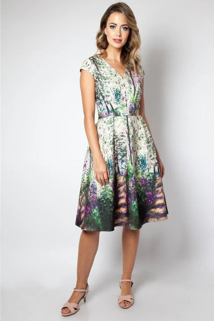 Christina Lilac Road Painted Flared Dress